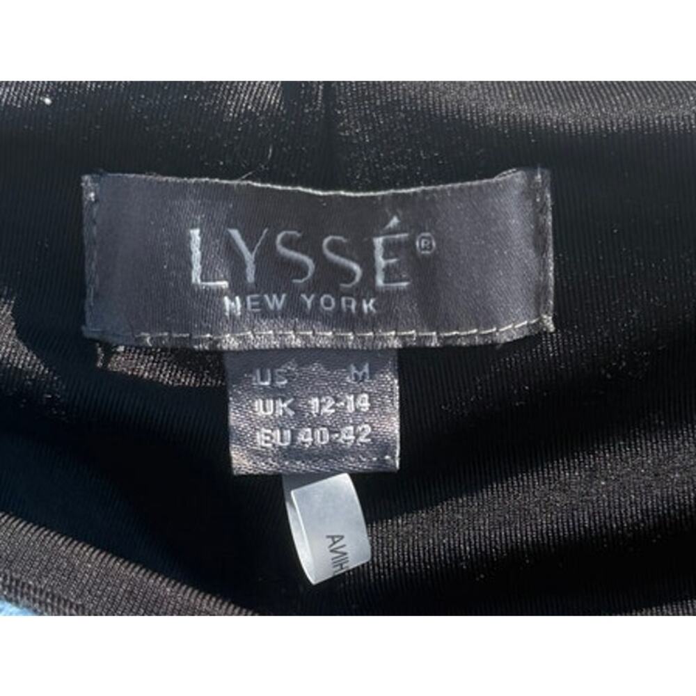 Lysse Womens Sz M pull on Straight Leg raw hem Denim blue Pants CONTROL TOP - Picture 6 of 6